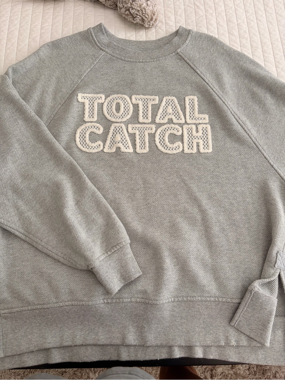 aerie Gray 'TOTAL CATCH' Pullover Sweatshirt